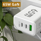 GaNPro™ 65W Ultra-Compact Charger | 3-Port Fast Wall Adapter (US/EU)