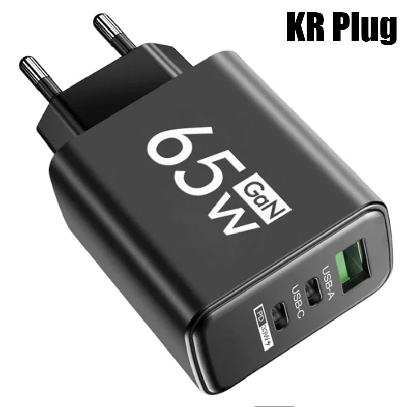 GaNPro™ 65W Ultra-Compact Charger | 3-Port Fast Wall Adapter (US/EU)