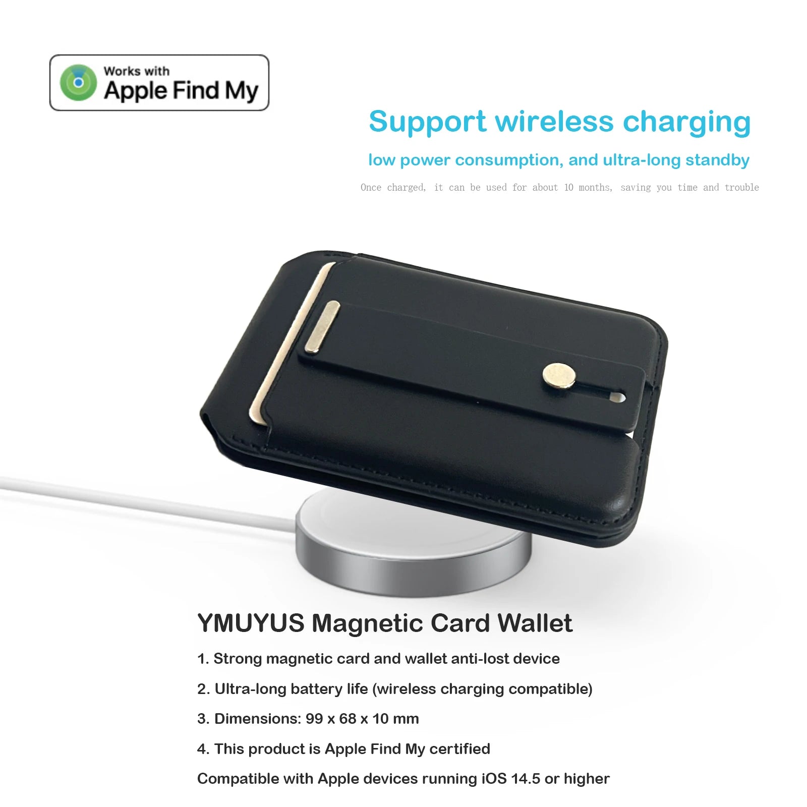 for Magsafe Wallet with Full Find My Functionality Magnetic Iphone Wallet 3,000G Magnet Strength with Adjustable Stand
