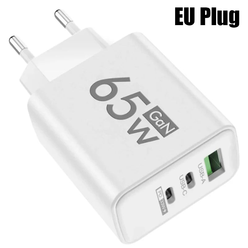 GaNPro™ 65W Ultra-Compact Charger | 3-Port Fast Wall Adapter (US/EU)