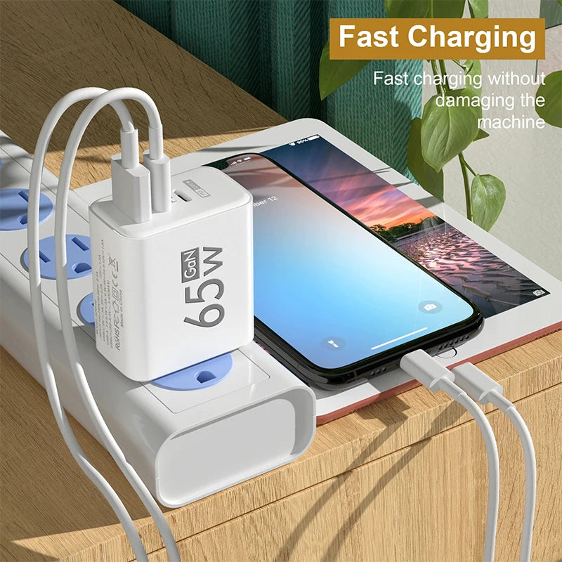 GaNPro™ 65W Ultra-Compact Charger | 3-Port Fast Wall Adapter (US/EU)