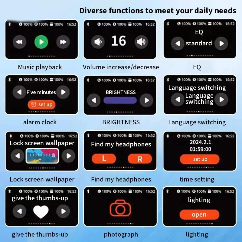 SonicPods™ Air Smart Screen Earbuds | ANC Noise Cancelling & LCD Control Case