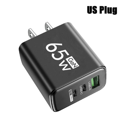 GaNPro™ 65W Ultra-Compact Charger | 3-Port Fast Wall Adapter (US/EU)