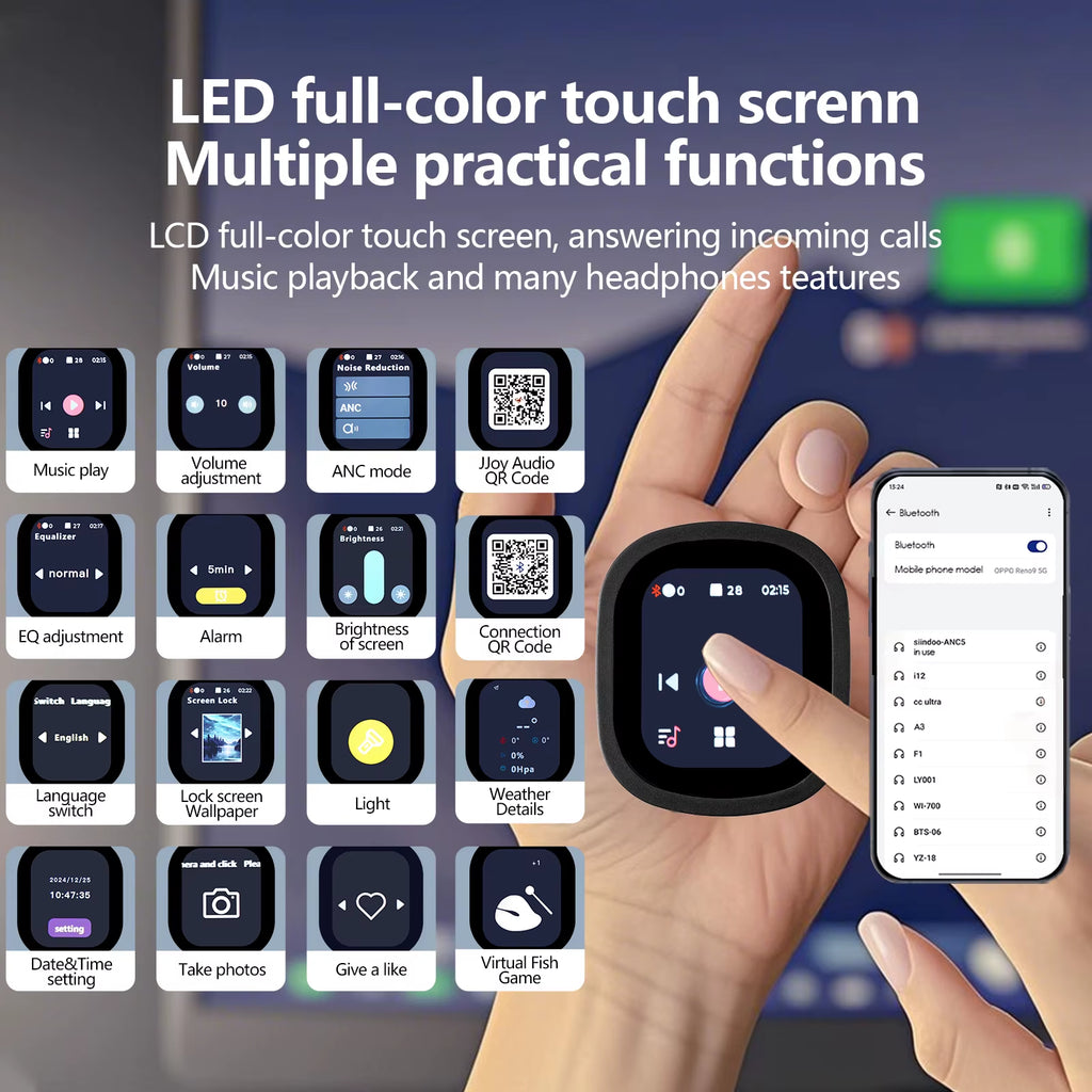 SonicView™ Pro Smart ANC Headphones | Detachable Touch Screen & TikTok Control