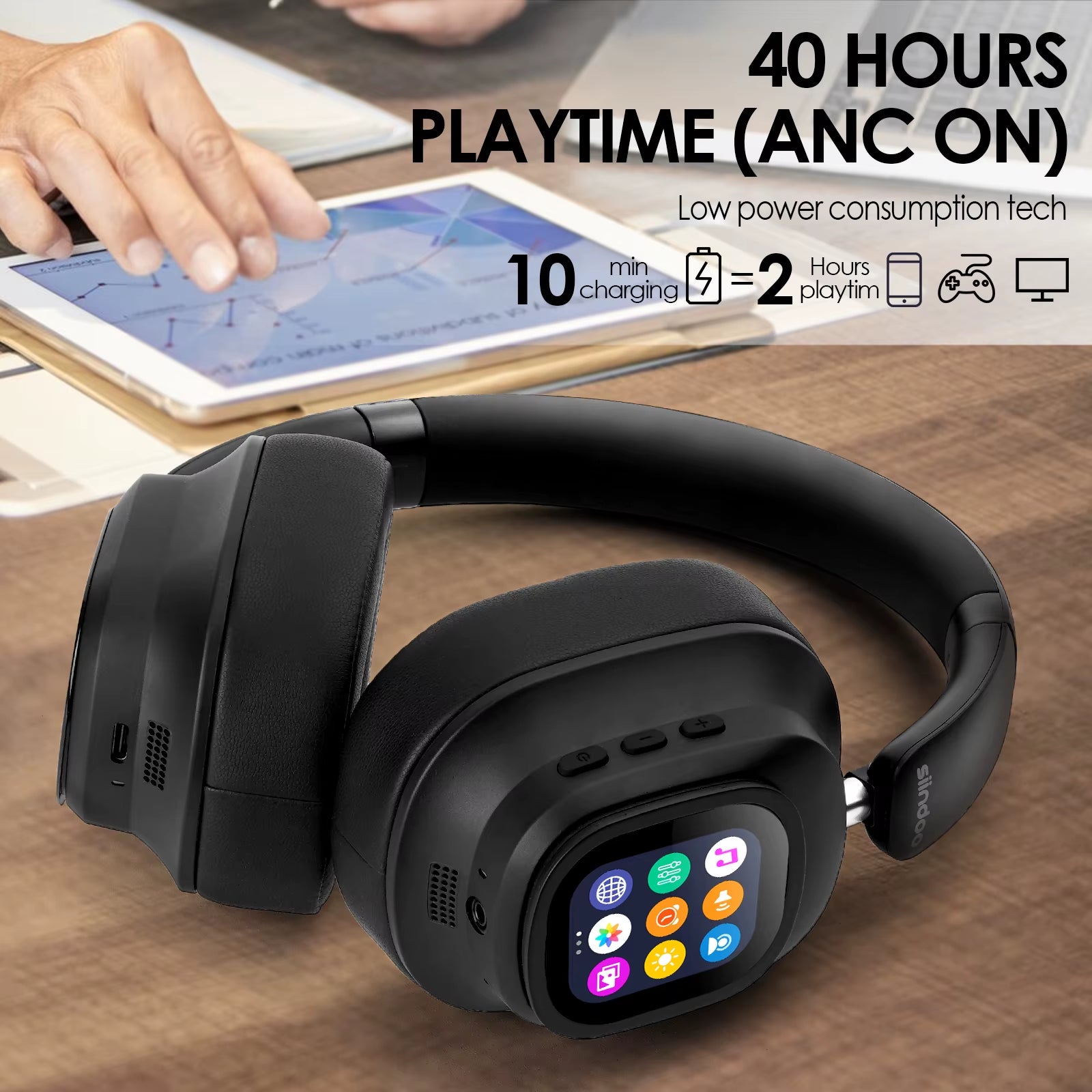 SonicView™ Pro Smart ANC Headphones | Detachable Touch Screen & TikTok Control